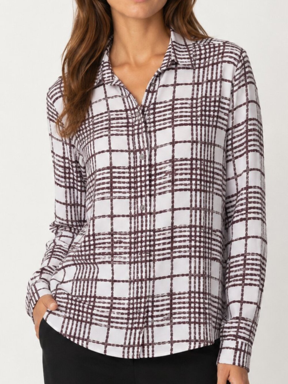 EQUIPMENT FEMME Crepe‎ Brett Button Down Long Sleeve Blouse Purple M